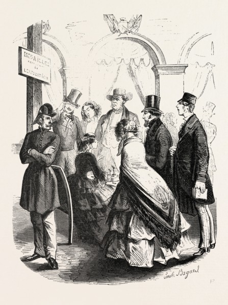 Expo 1855. Sellers of medals.Paris, France, Exposition universelle. An international Exhibition