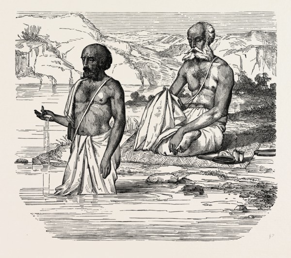 BRAHMINS WORSHIPPING THE GANGES, INDIA. Hinduism Brahmin is a term in the traditional Hindu
