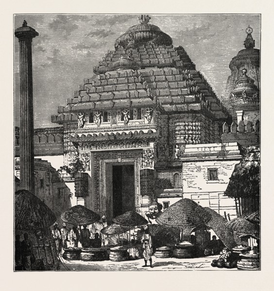 ENTRANCE TO THE TEMPLE OF JUGGERNAUT, INDIA. Hindu Ratha Yatra temple car, which apocryphally was