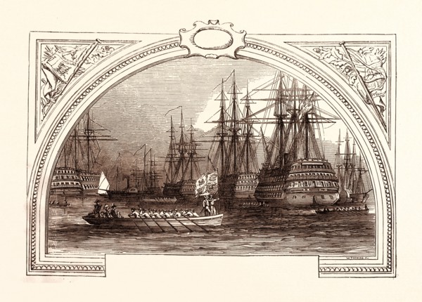 REVIEW AT SPITHEAD BY QUEEN VICTORIA, AUGUST 11, 1853. Spithead is an area of the Solent and a