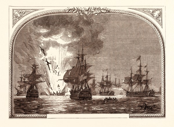 BATTLE OF THE NILE, AUGUST 1ST, 1798. BLOWING UP OF L'ORIENT, Egypt