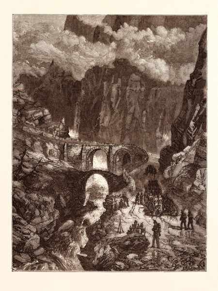 THE DEVIL'S BRIDGE, PASS OF ST. GOTHARD. PAINTED BY W. COLLINGWOOD SMITH. Switzerland