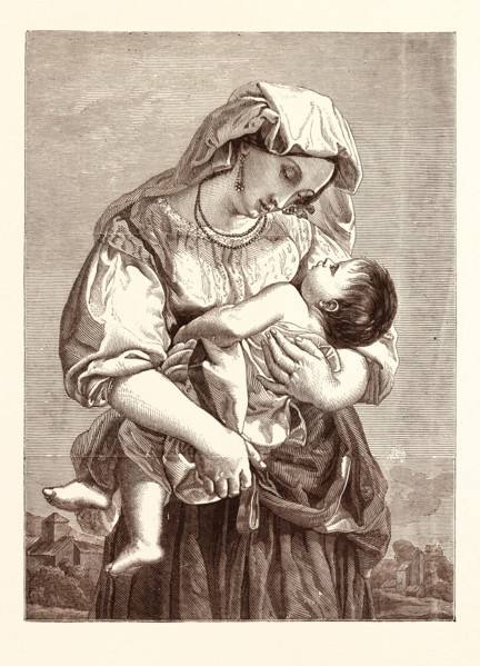 ITALIAN WOMAN AND CHILD. PAINTED BY C. BROCKY