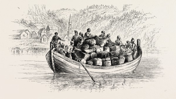 THE BOAT COMING OFF TO THE STEAMER