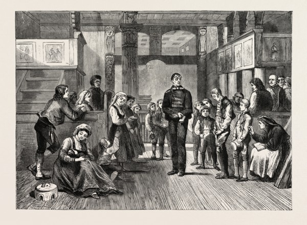 THE SCHOOLMASTER CATECHISING IN HITTERDAL CHURCH