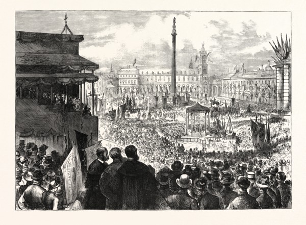 LAYING THE FOUNDATION STONE OF THE NEW MUNICIPAL BUILDINGS, GLASGOW, UK, 1883