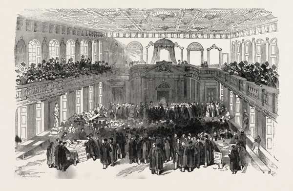 THE CAMBRIDGE CHANCELLORSHIP ELECTION: INTERIOR OF THE SENATE HOUSE. THE ELECTION. UK, 1847