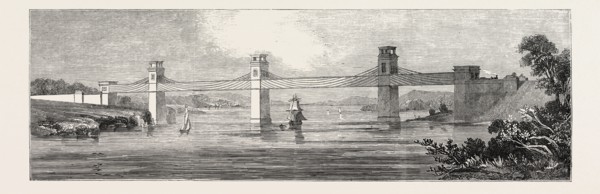 STEPHENSON'S IRON TUNNEL RAILWAY BRIDGE, BRITANNIA, OVER THE MENAI STRAITS, 1846