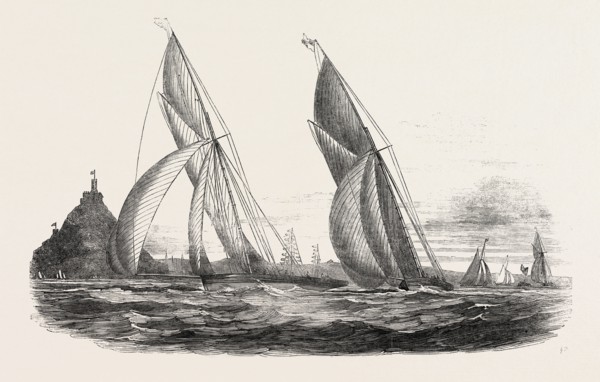 ROYAL WESTERN YACHT CLUB, IN MOUNT'S BAY, "THE GRAND TURK," AND "THE LILY OF DEVON." DRAWN BY MR. N