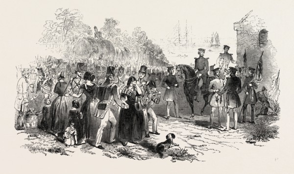 EMBARKATION OF TROOPS AT GRAVESEND, FOR FOREIGN SERVICE: THE PARTING. UK, 1846