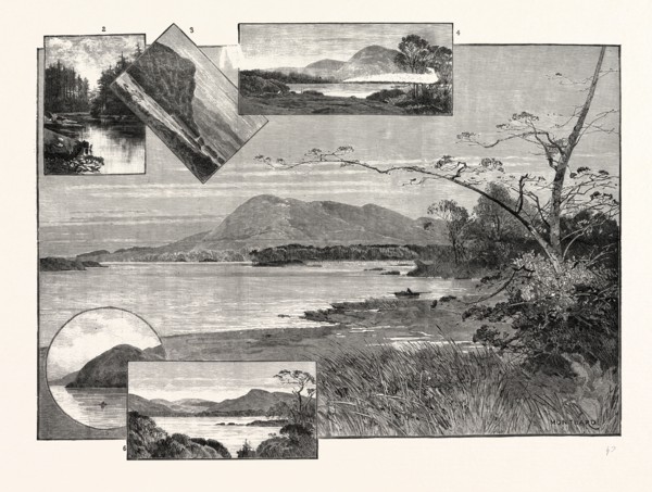 THE LAKES OF KILLARNEY: 1. Middle Lake (Muckross) from the North. 2. Poul-a-Gurm, Glengariff. 3.