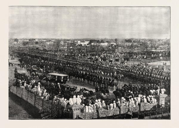 THE GRAND DURBAR AT RAWUL PINDI: ARRIVAL OF THE VICEROY OF INDIA, 1885