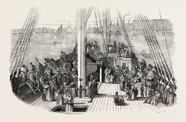 DECK OF THE "ARTEMISIA." EMIGRANTS ON BOARD. 1848