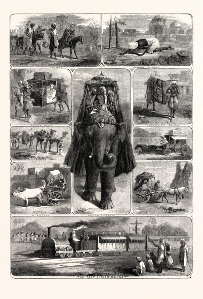 MODES OF TRAVELLING IN INDIA: TRAMPS, HINDU PILGRIM, PALKY DAWK, CAMEL CARAVAN, A BHYLIE, RIDING
