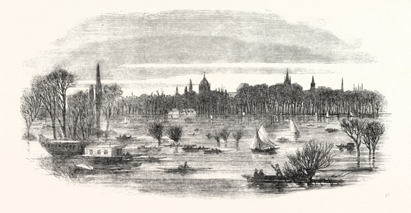 THE INUNDATION OF CHRISTCHURCH MEADOWS, OXFORD, UK, 1852
