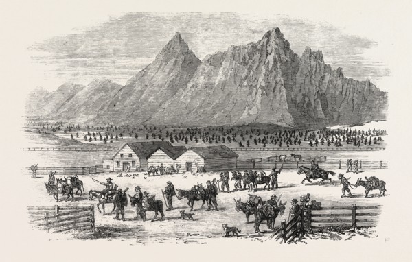 SKETCHES IN BRITISH COLUMBIA: SCENE AT THE FOUNTAIN NEAR PARSONVILLE, FRASER RIVER, 1864