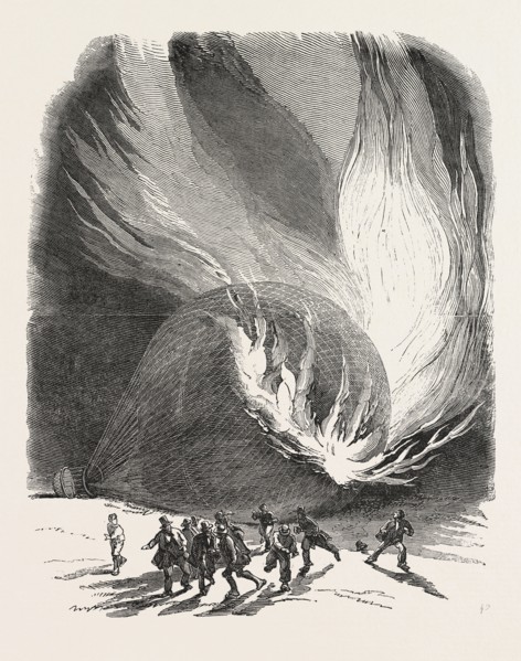 MRS. GRAHAM'S BALLOON ON FIRE. 1850