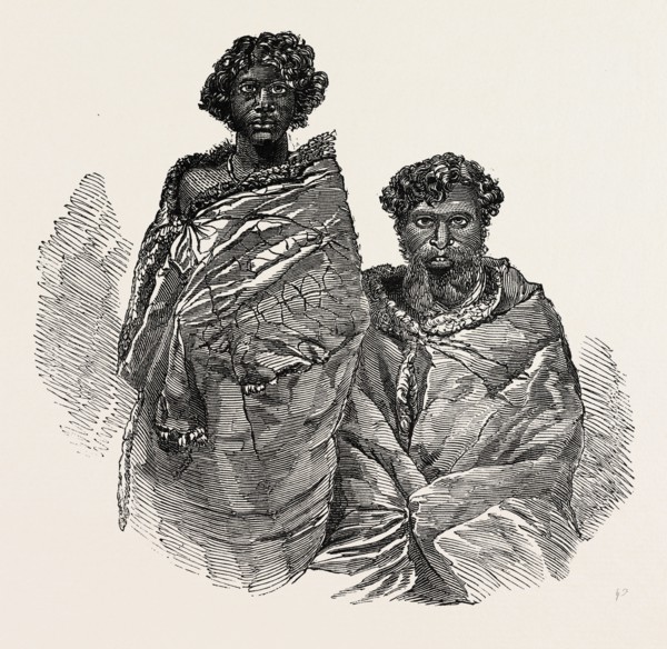 ABORIGINAL AUSTRALIANS. OLD AND YOUNG MAN. PORT PHILLIP, 1850