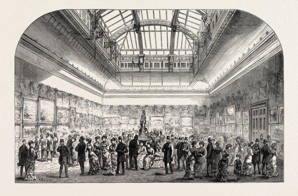 NEW GALLERY OF THE INSTITUTE OF PAINTERS IN WATER COLOURS, PICCADILLY, LONDON, UK, 1883
