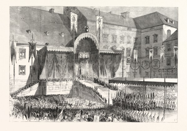 THE CORONATION OF THE KING AND QUEEN OF PRUSSIA: THE PROCLAMATION IN THE COURTYARD OF THE SCHLOSS,