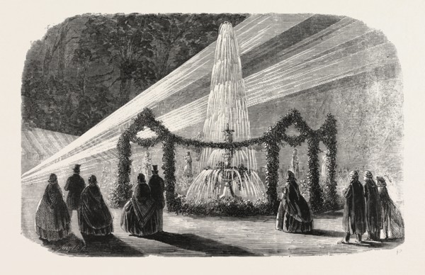 VISIT OF THE PRINCE OF WALES TO THE MIDDLE TEMPLE: THE FOUNTAIN ILLUMINATED BY ELECTRIC LIGHT, 1861