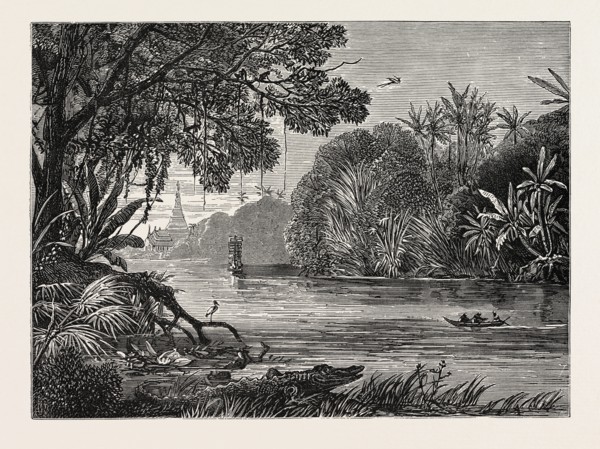 VIEW ON THE RIVER IRRAWADDY, BURMAH