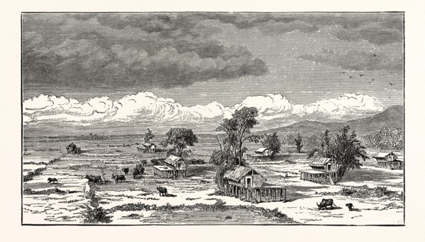 A VILLAGE IN THE INTERIOR OF LAOS.