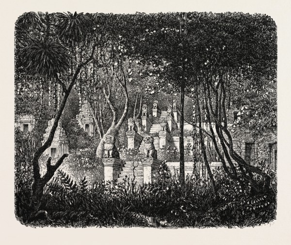 RUINS ON MOUNT BAKHENG, CAMBODIA.