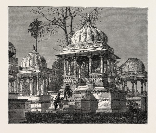 THE EXTERIOR OF THE CEMETERY OF MARA SATI, AT AHAR, NEAR OODEYPORE, INDIA