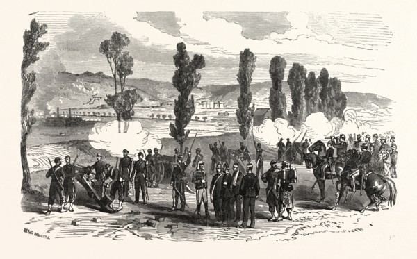 Franco-Prussian War: Napoleon and the Prince Imperial at the bombardment of Saarbrucken, France