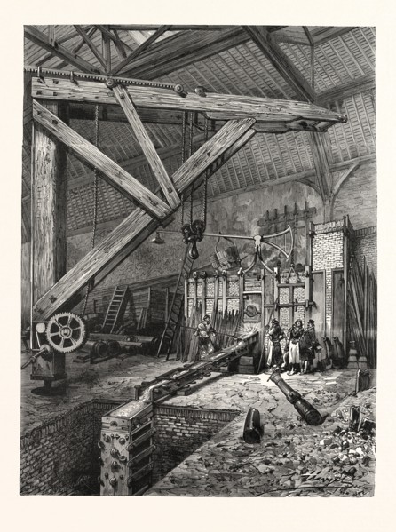 Franco-Prussian War: Cast of a gun, the Little Moniteur, in the workshops of Broquin and Laine,
