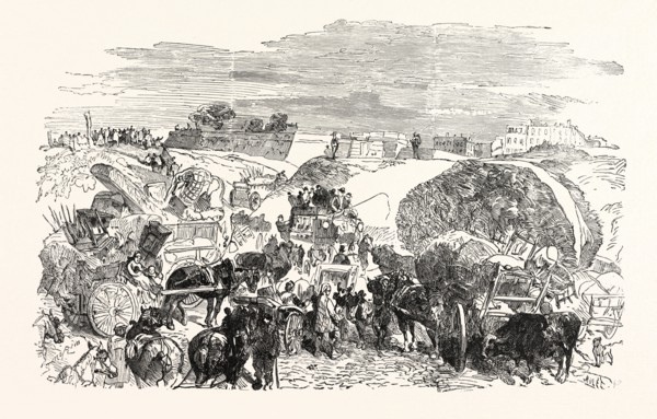 Franco-Prussian War: Residents of the Zollinie flee, to government orders, their belongings tol