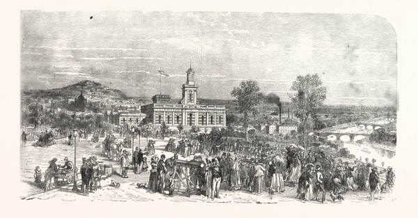 Franco-Prussian War: The new Paris Observatory. View of the Trocadero square during the battle at