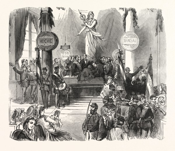 Franco-Prussian War: Volunteers log on to the Mairie of the 3rd Arrondissements on Temple Square