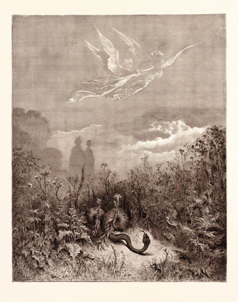 DANTE AND VIRGIL IN THE HAPPY VALLEY, BY Gustave Doré. Gustave Dore, 1832 - 1883, French. Engraving