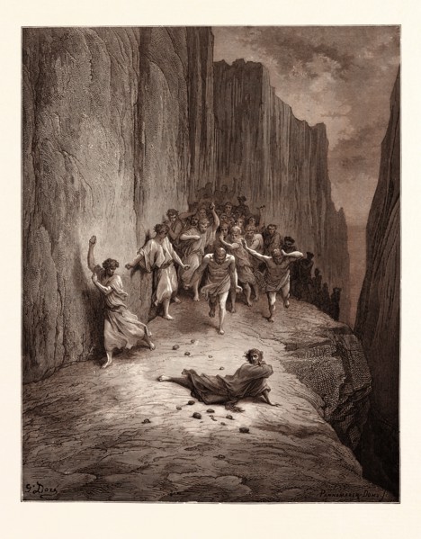 THE MARTYRDOM OF ST. STEPHEN, BY Gustave Doré.  Dore, 1832 - 1883, French. Engraving for the