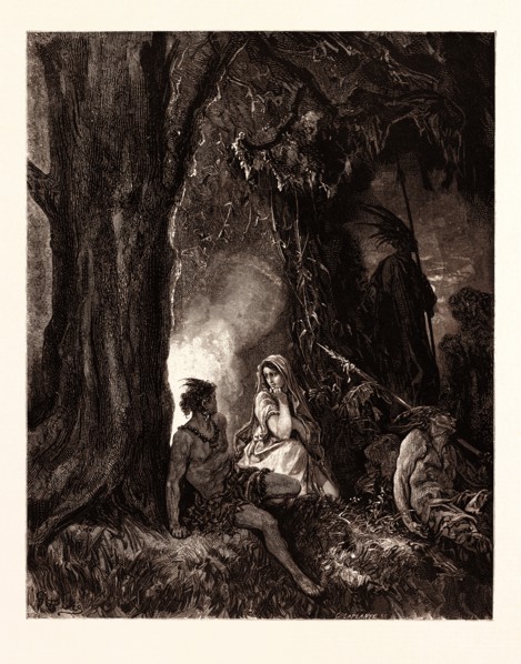 CHACTAS AND ATALA, BY Gustave Doré. Dore, 1832 - 1883, French. Engraving for Atala by Chateaubriand