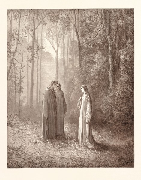 PIA IN PURGATORY, BY Gustave Doré. Dore, 1832 - 1883, French. Engraving for the Purgatorio by Dante