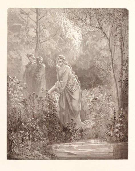 DANTE'S VISION OF LEAH, BY Gustave Doré. Dore, 1832 - 1883, French. Engraving for the Purgatorio by