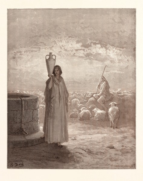 JACOB KILLING LABAN'S FLOCKS, BY Gustave Doré.  Dore, 1832 - 1883, French. Engraving for the Bible.
