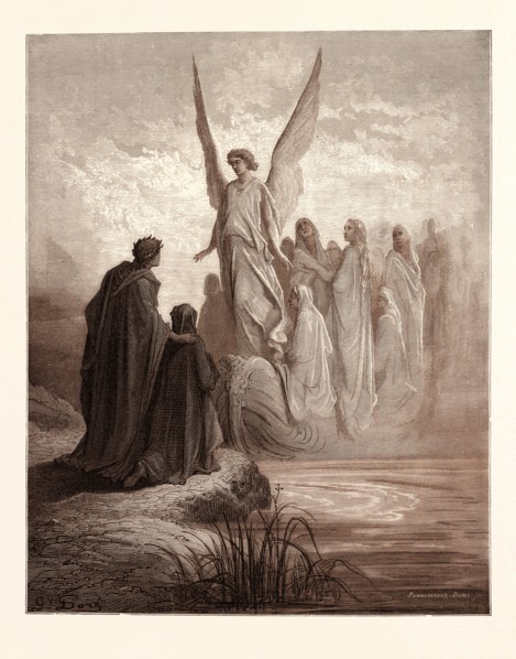THE BOAT OF SOULS, BY Gustave Doré. Gustave Dore, 1832 - 1883, French. Engraving for the Purgatorio