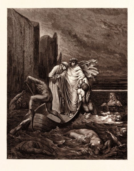 THE SPIRIT OF FILIPPO ARGENTI, BY Gustave Doré. Gustave Dore, 1832 - 1883, French. Engraving for