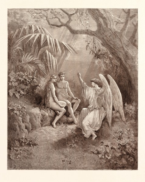 THE CONFERENCE WITH THE ANGEL RAPHAEL, BY Gustave Doré. Gustave Dore, 1832 - 1883, French.