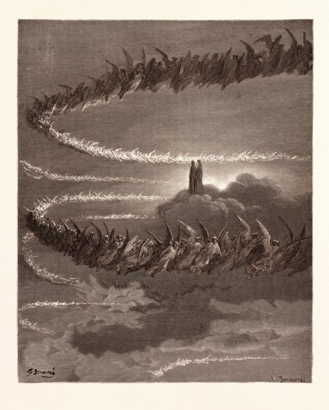 THE SPIRITS IN JUPITER, BY Gustave Doré. Gustave Dore, 1832 - 1883, French. Engraving for the