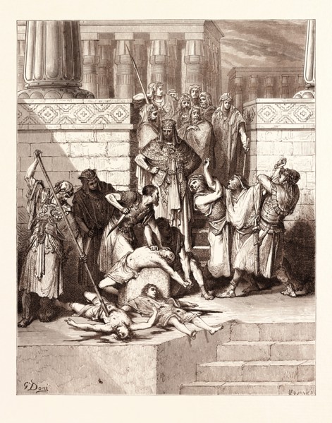 THE SLAUGHTER OF THE SONS OF ZEDEKIAH, BY Gustave Doré. Gustave Dore, 1832 - 1883, French.