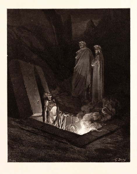 FARINATA DEGLI UBERTI, BY Gustave Doré. Dore, 1832 - 1883, French. Engraving for The Divine Comedy,