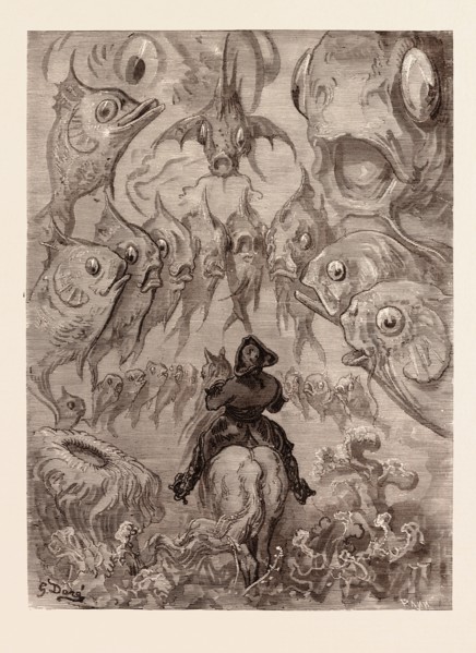 A SUBMARINE WORLD, BY Gustave Doré. Dore, 1832 - 1883, French. Engraving for The adventures of