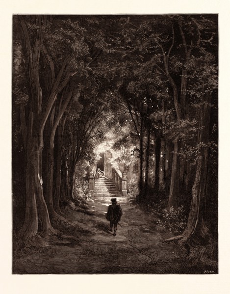 THE APPROACH TO THE ENCHANTED PALACE, BY Gustave Doré. Dore, 1832 - 1883, French. Engraving for the