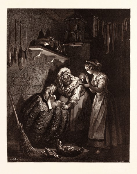 CINDERELLA'S GODMOTHER AND THE PUMPKIN, BY Gustave Doré. engraved by Heliodore Joseph Pisan. Dore,