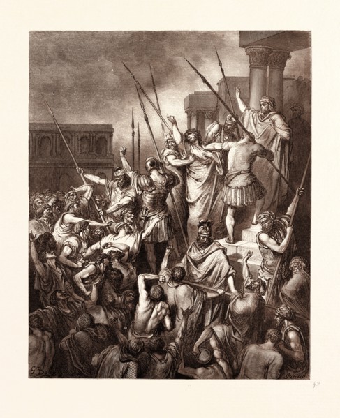 SAINT PAUL RESCUED FROM THE MULTITUDE, BY GUSTAVE DORE, 1832 - 1883, French. Engraving for the